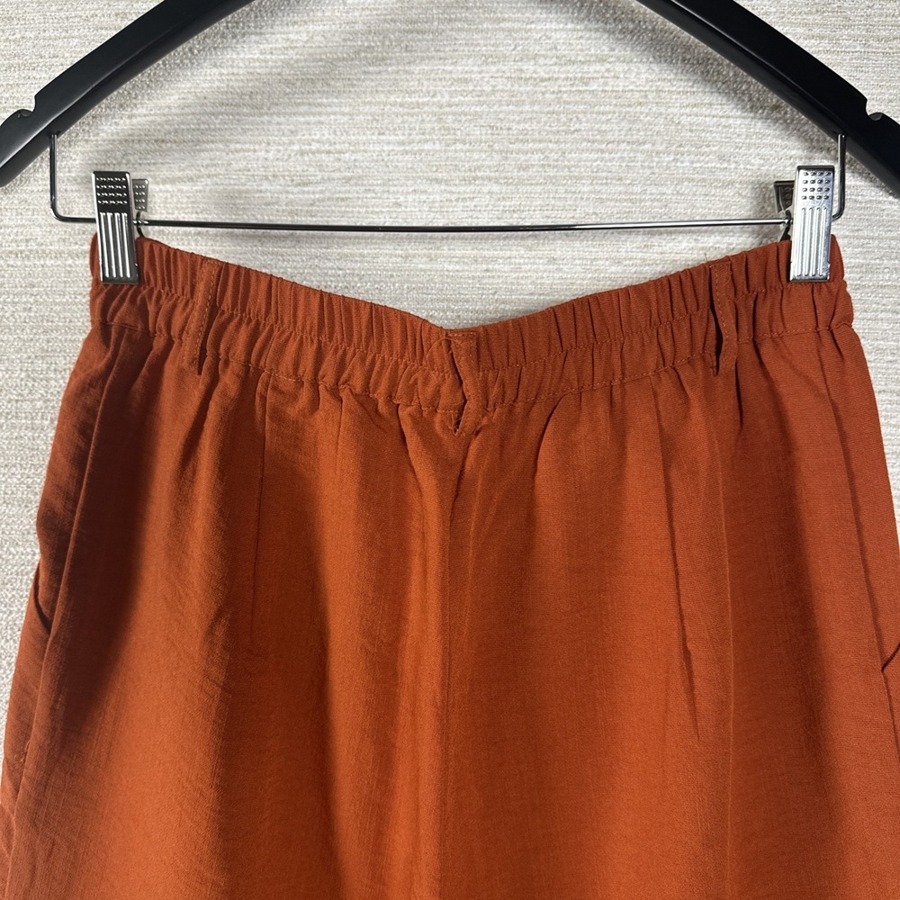 Feiersi Wide Leg Pants Women's Small Rust Orange High Rise Casual Boho Earthy - Picture 5 of 12